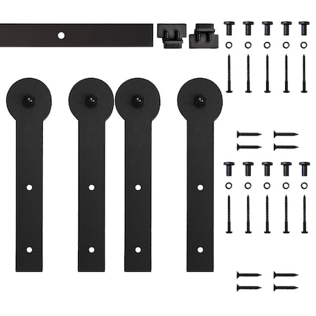 Quiet Glide Soft Close 72" Black Round Stick Mini Double Barn Door Hardware NT.1310.09.08-72-2-SC